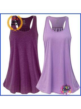 Flowy Racerback Tank Top 2 Pack Sleeveless Crew Neck Workout Tops